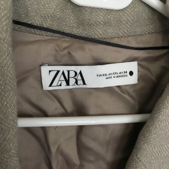 NWT ZARA WOMEN'S LINEN WOOL BLEND COAT SZ XXL Grey Plus Size - Picture 4 of 11